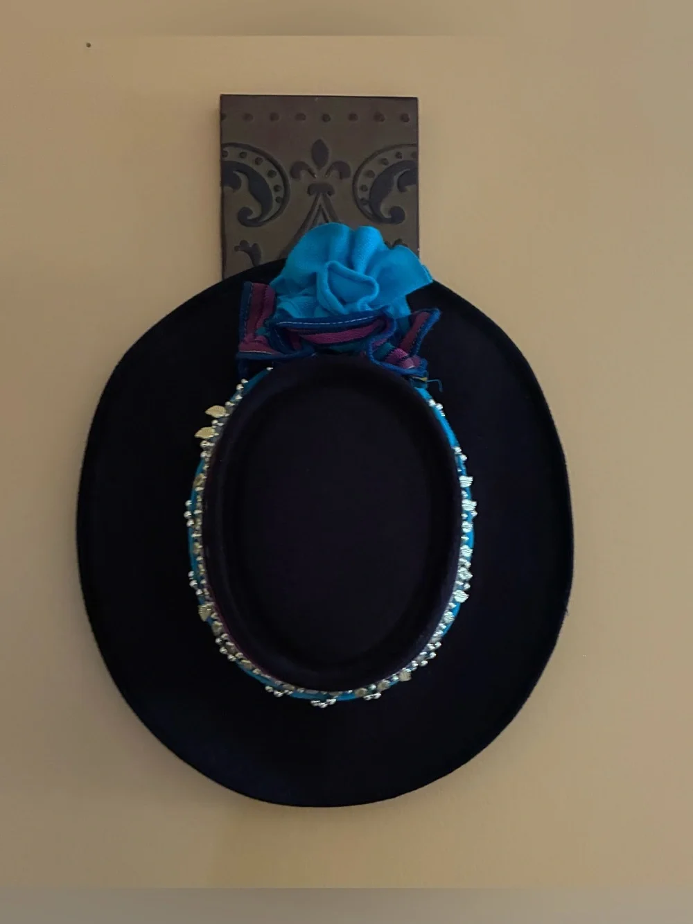 Ramirez Black Cowboy Hat w/ Colorful Bow/Ribbon & Accents, Sz. 6 7/8